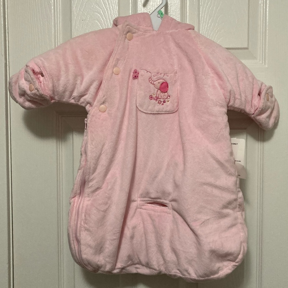 *Carter’s New Pink 0-6 Months Light Pink Velour Hooded Infant Snowsuit
